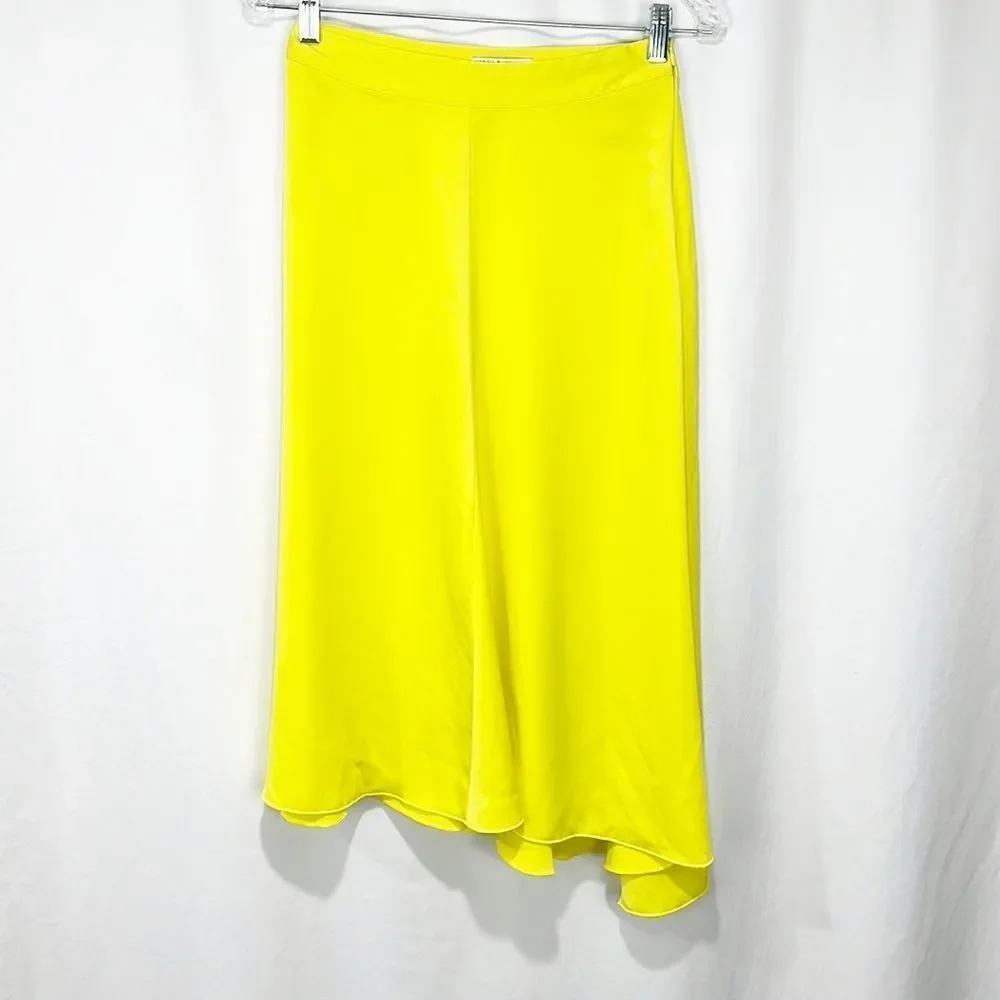 URBAN Outfitters Bright Yellow Asymmetrical Bias Cut Skirt size Small